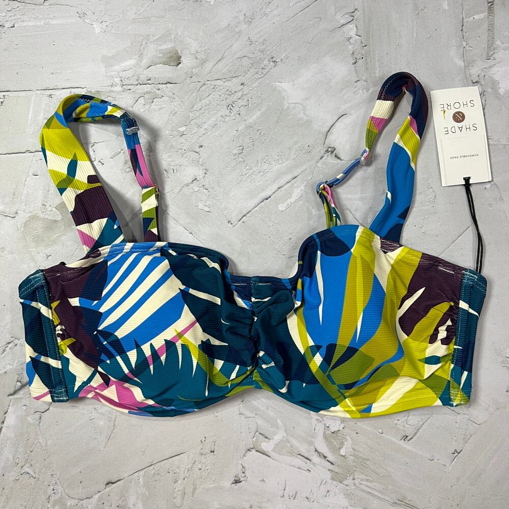 Shade & Shore Underwire Bikini Top SIZE 36C Multicolor Removable Pads
